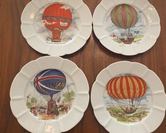French porcelain hot air balloon plates