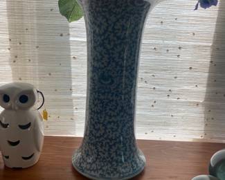 XL vintage blue & white vase 