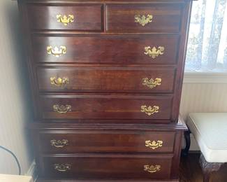 Cherry Chippendale style chest-on-chest