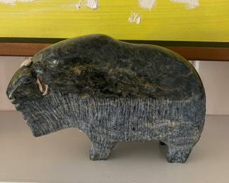 Carved granite buffalo