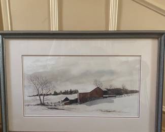 Original watercolor - C. Phillip Wikoff - "Silence in Snow" 