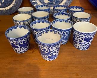 Blue & white "Phoenix Bird" cups