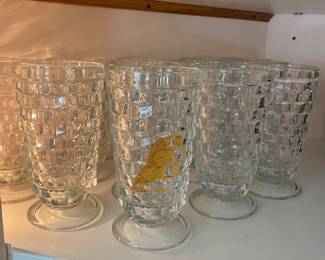 Viintage block optic iced tea footed glasses