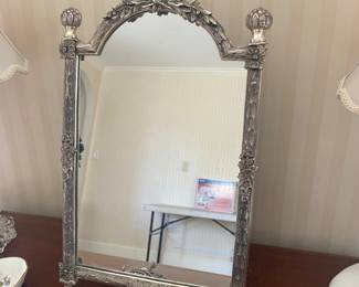Silverplate standing mirror