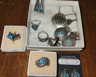 Assorted sterling and turquoise jewelry