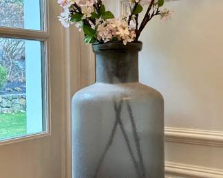Faux Cherry Blossoms in Frosted Vase