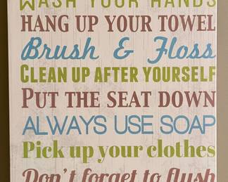 Bathroom Rules Stretched Canvas Print