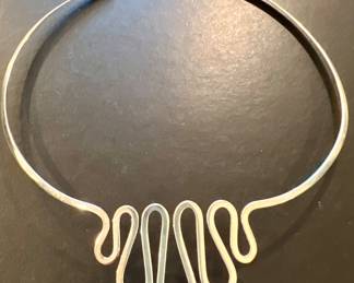 Sterling Silver Modernist Collar Necklace