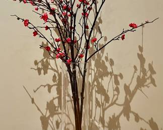 Faux Cherry Blossoms in Floor Vase
