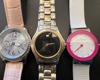 Citizen Eco Drive (left), Movado (middle), & Skagen (right) Watches 