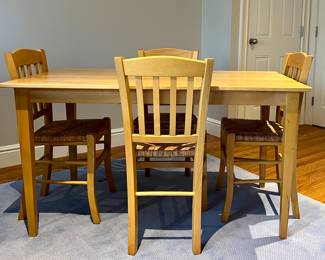 Table & Four Chairs with Rush Seats (Made in Italy)