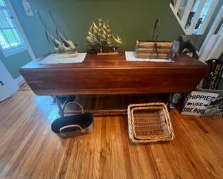 long vintage drop leaf table