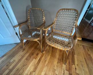 pair of rawhide chairs 