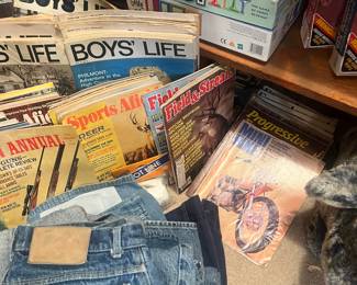 Vintage jeans and magazines