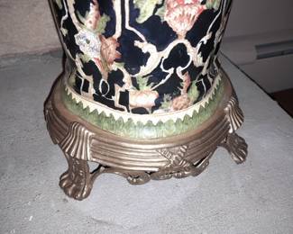 Floral Arrangement In Oversized Porcelain Vase W/ Brass Base