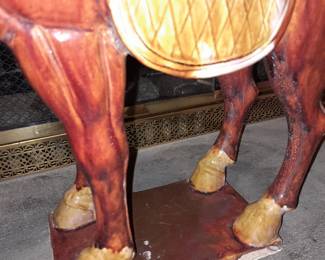 BEAUTIFUL Hand Painted Majolica Horse Figurine Statue