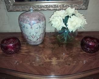 Assorted Decorative Accents W/ Red Crystal Votive Candle Holders