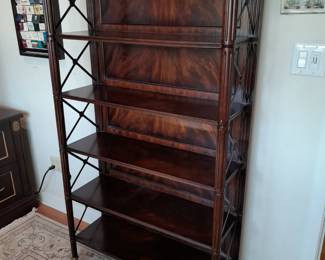 Maitland Smith Executive Wooden Bookcase W/ Metal Side Book Supports (Original Purchase Price Of $3,750 From Wallis Grant Interiors.)