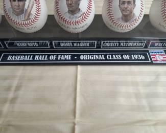 Collectible 5 Piece "Baseball Hall Of Fame Original Class Of 1936" (Ty Cobb, Babe Ruth, Honus Wagner, Christy Matthewson, & Walter Johnson)  Hand Painted And Hand Signed Baseballs By World Renowned Artist Doo S. Oh. (Uncertified).