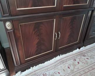 Oversized Custom Fabricated Wooden Armoire Cabinet W/ Brass Gold Toned Details (Original Purchase Price Of $19,875 From Wallis Grant Interiors.)