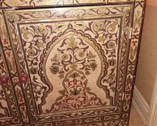 BEAUTIFUL Moroccan Hand Painted 2 Door Cabinet With 1 Interior Shelf (Original Purchase Price Of $2,625 From Wallis Grant Interiors.)