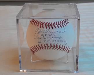 Baseball In Display Case Autographed By Joe Torre - HOF 2014, 4x WS Champs, 2x MOY 2326 Wins. Limited Edition #8/14. (Certified By Steiner Sports With Holographic Sticker).