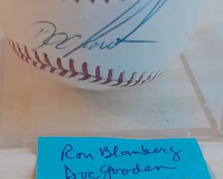 Baseball Autographed By Doc Gooden, Jim Leyritz, & Ron Blamberg. (Uncertified).