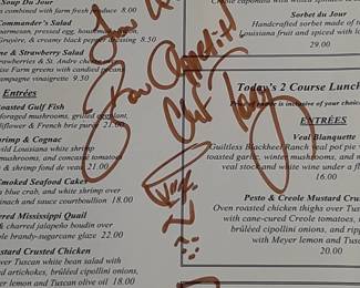 Autographed Celebrity Chef Menu From "The Commander's Palace"