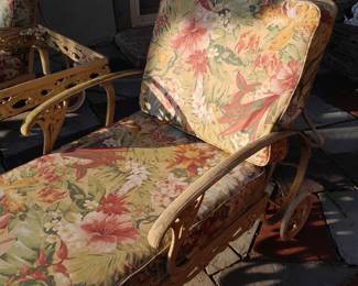 Collectible Outdoor Cast Iron Patio Furniture By "Brown Jordan" With Cushions & Glass Tops