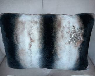 Ankasa Decorative Rabbit Fur Pillow W/ Beaded Snowflake