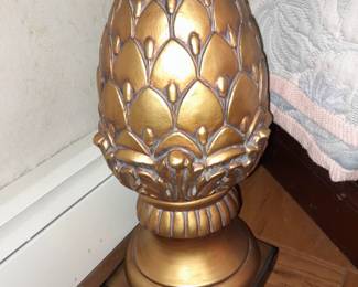 Oversized Decorative Gold Painted Pineapple Finial (Original Purchase Price Of $255 From Wallis Grant Interiors.)