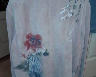 Hand Painted Asian Pink Suede Jacket