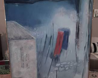 Original Abstract Framed Painting By "Norma B. Flanagan" (Greenwich, CT) Entitled "Twilight Path (With House)"