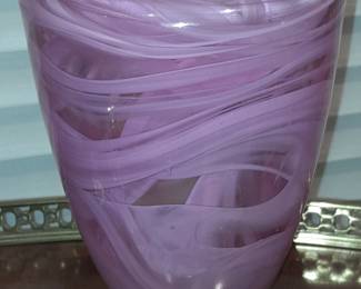 Vintage Kosta Boda "Atoll" Pink Swirl Vase Designed By Anna Erhner (Originally Purchased At Bloomingdale's)