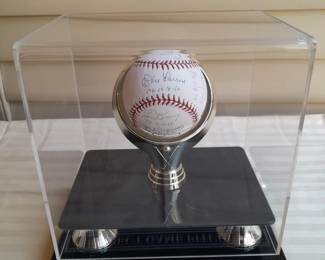 Official MLB Baseball In Custom Display Case Autographed By 11 "Perfect Game Pitchers" Limited Edition #116/156. (Certified By OnlineAuthentics.com & PSA/DNA). 