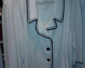 St. John Couture White W/ Black Pinstripes Blazer