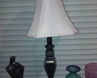 Bronze Office Lamp With Silk Shade (Original Purchase Price Of $424 From Wallis Grant Interiors.)