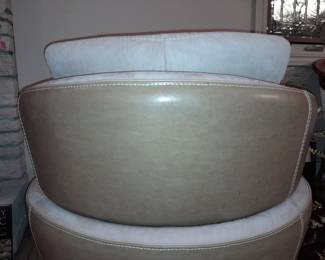 BEAUTIFUL Modern Round Suede And Leather Swivel Chair With Chrome Base (Hand Made In Italy)