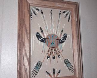 Framed Native American Sand Art Tile
