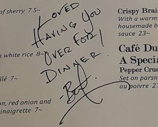 Autographed Celebrity Chef Menu From "Brennan's"
