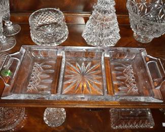 Waterford Crystal "Lismore" 3 Part 13.5" Serving Dish