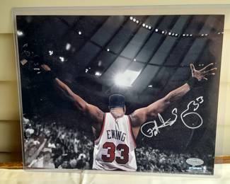 NBA Game Photo Autographed By Patrick Ewing #33. (Certified By Steiner Sports W/ Identification Card). Measures 8x10.