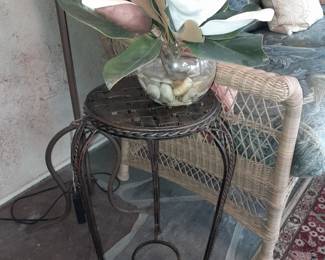 Faux Plant W/ Tri-Legged Cast Iron Plant Stand (Original Purchase Price Of $67 From Wallis Grant Interiors.)