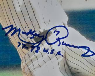 Photograph Of NY Yankees Mickey Rivers #17 Autographed By Mickey Rivers With "77-78 World Series Champ" Inscription. (Uncertified). Measures 8.5x11.