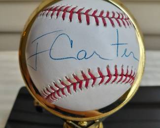 2 Official MLB Rawlings Baseballs In Custom Display Case Autographed By President Jimmy Carter & President Bill Clinton. (Certified By PSA/DNA & JSA).