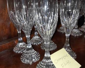 Set Of 6 Baccarat Crystal (France) Champagne Flutes (With The Original Box)