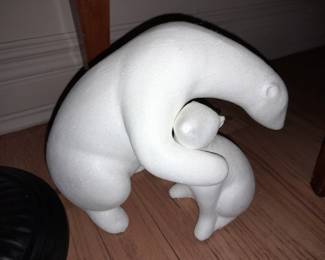 Polar Bear Hugging Statue