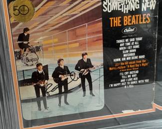 Record Album Framed And Matted Of "Something New Something New" By The Beatles Autographed By Paul McCartney. (Certified By Grandstand Sports & Memorabilia With Certificate Of Authenticity.)