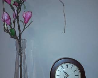 Mantle Clock W/ Purple Orchids