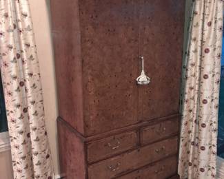 Massive Handmade 2 Toned Wood Armoire Cabinet With 2 Big Double Doors & 4 Drawers